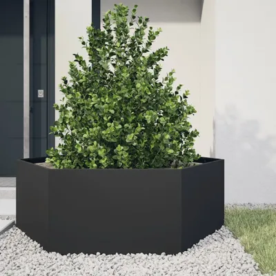 Produktbild von Hochbeet - Pflanzkübel - Schwarz Sechseckig 138x120x45 Stahl - Beete CC30903