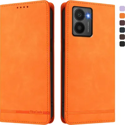 Image de Etui pour HMD Fuison, étui rétro en cuirPolyuréthaneavec support et fentes pour cartes Orange
