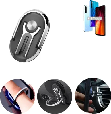 Produktbild von K-S-Trade 3in1 Smartphone-Ring Handy-Ring kompatibel mit Xiaomi Redmi Note 8 2021 Fingerhalterung  Handyring Tischständer Lüftungsgitter-Halterung