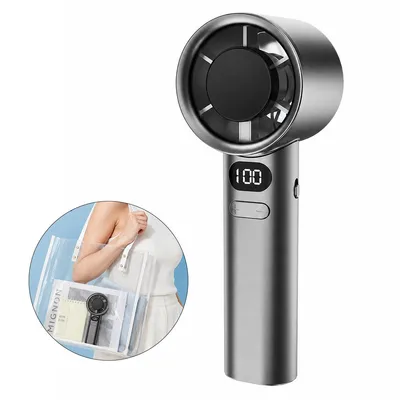 Produktbild von Handventilator Turbo mit LED Display, 120-stufige Geschwindigkeitsregelung, USB-C wiederaufladbar, tragbarer Mini Ventilator für Camping, Reisen und Büro