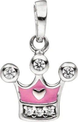 Produktbild von JOBO Kinder Anhänger Krone 925 Sterling Silber mit Zirkonia Kinderanhänger rosa