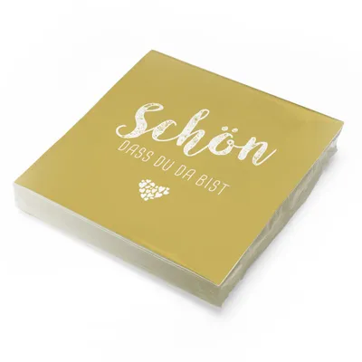Produktbild von itenga 20x Serviette Schön dass du da bist currygelb (Pantone 458 U)