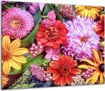 Produktbild von Herdabdeckplatten Glaskeramikkochfeld-Abdeckung Spritzschutz Glas 60x52cm Bunt Blumen