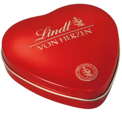 Immagine prodotto di Miscela di cioccolato Lindt Von Herzen in barattolo di metallo a cuore 30g