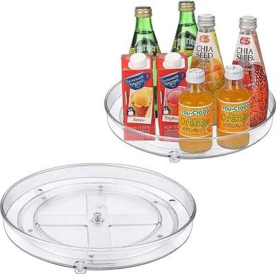 Image de Lot de 2 plateaux tournants pour la cuisine, porte-épices rotatif, étagère de cuisine avec plateaux tournants pour bocaux à épices et ingrédients de pâtisserie (27 + 23,5 cm),