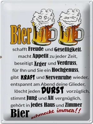 Produktbild von Blechschild  Bier schmeckt immer Freude, 40 x 30 cm, Blechschilder Spruch Alkohol