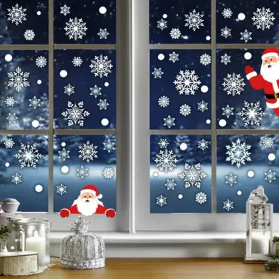 Produktbild von Festliche Fensteraufkleber, Schneeflocken Weihnachtsfenster Aufkleber, doppelseitige Fensterfolie, Weihnachten