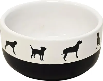 Produktbild von Nobby Hunde Keramik-Napf Shape weiß/schwarz, Maße: 16 x 7,5 cm