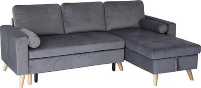 Produktbild von Eck-Couchgarnitur JAMES 3-Sitzer in grauem Velours