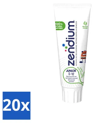 Image de 20 tubes de dentifrice Zendium Junior, pour enfants de 5 à 12 ans, 75 ml - Pack économique - 20 pièces