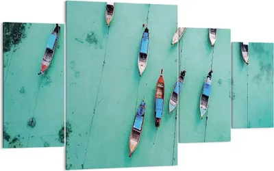 Produktbild von Bild auf Leinwand - Leinwandbild - 4 Teile - Boote mit Luft - 160x90cm - Wand Bild - Wanddeko - Wandbilder - Leinwanddruck - Bilder - Wanddekoration - Leinwand bilder - Wandbild - DL160x90-4362