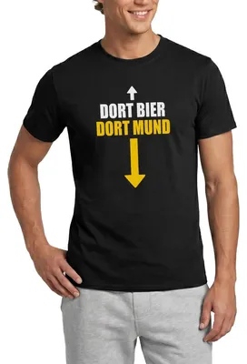 Produktbild von Spreadshirt Dortmund Humor Hier Bier Dort Mund Stadionhumor Männer T-Shirt, M, Schwarz