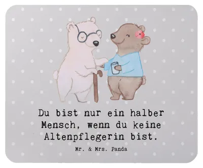 Produktbild von Mr. & Mrs. Panda Mousepad Altenpflegerin Herz - Grau Pastell - Geschenk, Pflegerin, Mouse Pad, Beruf, Witzig, Mauspad, pc, mausunterlage, Lustig, computer, Spruch