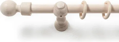 Produktbild von SN Deco - Stilgarnitur Gardinenstange Vorhangstange Giro, Holz, Klassikträger offen, 28 mm, 1-Lauf, Komplettset mit Ringen, Farbe Antikweiß, 240 cm (2x120 cm)