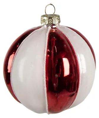 Produktbild von Clayre & Eef Weihnachtskugel Ø 8 cm Rot Weiß Glas