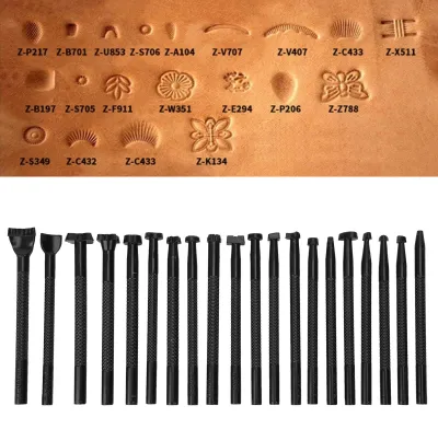 Lederstempel-Set, 20-tlg., verschiedene Formen, Stempelpunzen, DIY