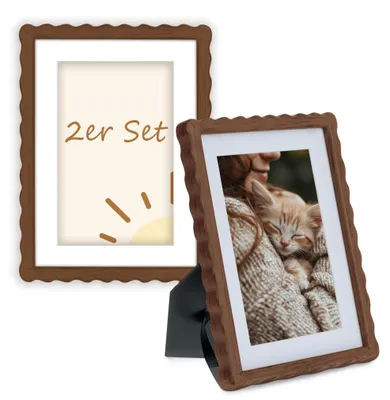 Image de Set de cadres photo 15 x 20 cm Cadre déco ondulé marron foncé