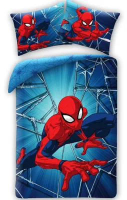 Immagine prodotto di Biancheria da letto per bambini Unyqoos® Spider-Man, con copripiumino reversibile 140 x 200 cm + federa 50 x 70 cm, 100% cotone, stampa su entrambi i lati, con cerniera