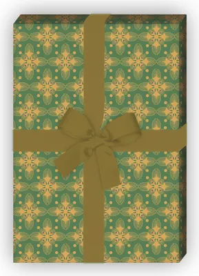Produktbild von zartes Geschenkpapier Set, Dekorpapier mit Jugendstil Orchideen, grün,  - G8570, 32 x 48cm