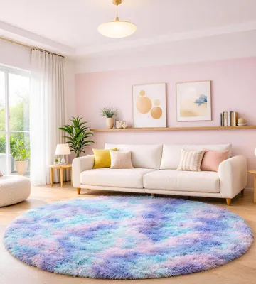 Obrázek produktu pro Měkký koberec, průměr 120 cm, modro-fialový, do obývacího pokoje