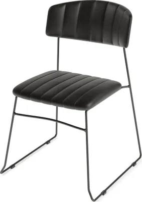 Produktbild von Mundo Stapelstuhl Schwarz, kunstleder gepolstert, feuerhemmend, 54x55x79cm (BxTxH), 53002