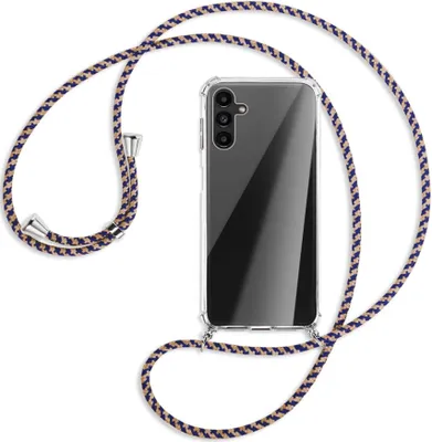 Produktbild von Handykette Backcover-Schutzhülle mit Band (Metall silberfarben) für Samsung Galaxy A13 5G - blau+beige