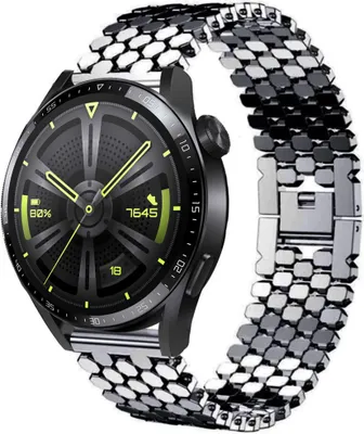 Produktbild von Strap-it Huawei Watch GT 3 46mm Stahl-fischarmband (Schwarz)