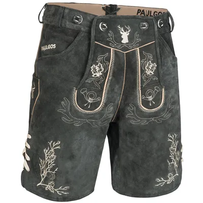 Produktbild von PAULGOS Herren Trachten Lederhose Kurz - HK3 - Echtes Leder - in 3 Farben erhältlich - Größe 44 - 60