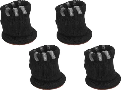 Produktbild von 4Pcs Möbel Bein Socken deckt stumm nicht rutschen Verschleiß resistent gestrickt Stuhl Bein Bodenschützer schwarz