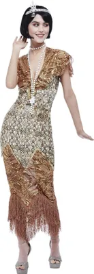 Image de Smiffys - "Deluxe 20s Flapper" Kostüm-Kleid - Damen SM1461 (S) (Gold)
