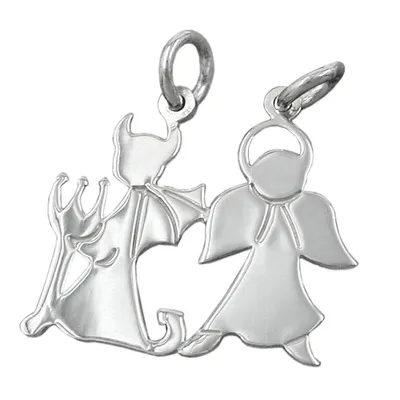 Produktbild von Anhänger 19x20mm Doppelanhänger Engel und Teufel glänzend Silber 925 silber 19x20mm