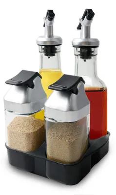 Salz- und Pfefferstreuer-Set, 4-teilig, Glas, Edelstahl