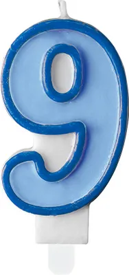 Produktbild von Geburtstagskerze Zahl 9, blau, 7cm