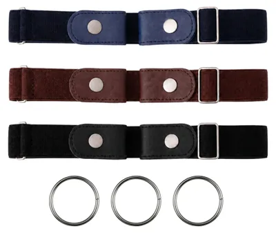 Productafbeelding van Gespvrije & Elastische Riem voor Dames & Heren – Riem zonder Gesp - Riem zonder Gaatjes - Zwart, Donkerblauw & Donkerbruin