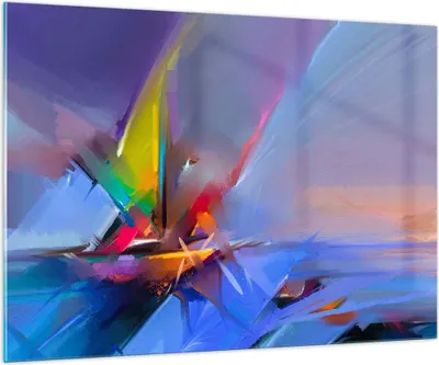 Produktbild von Bilder auf glas - Abstraktion modern - 100x70cm - Glasbilder - Wandbilder - Kunstdruck - zum Aufhängen bereit - Wanddekoration aus Glas - Glas Bilder - Wandbild auf Glas - Einteilig - GAA100x70-4030