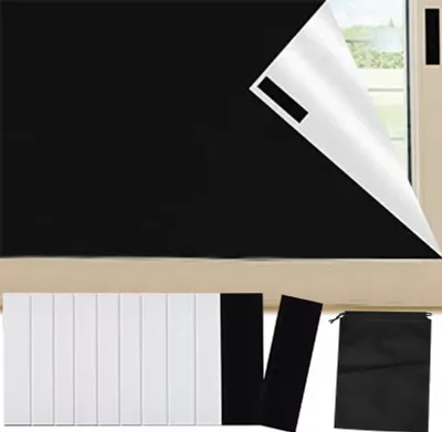 Produktbild von Sonnenschutz Verdunklungsstoff, 100% Fenster Verdunkelung, 150x200cm Verdunklungsstoff Meterware für Alle Fenster, mit Tasche, 10 Paar Klettband