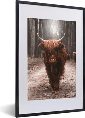 Produktbild von MuchoWow® MuchoWow® Gerahmtes Poster Schottisches Hochlandrind - Tier - Nahaufnahme 40x60 cm - Poster mit zchwarzem Bilderrahmen - Poster in Rahmen