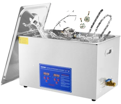 Image de Nettoyeur à ultrasons VEVOR 30L Nettoyeur à ultrasons en acier inoxydable avec chauffage 600W Bain à ultrasons