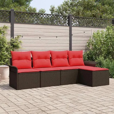 Zdjęcie produktu dla Maison Exclusive - Zestaw mebli ogrodowych, sofa i 4 fotele, kolor brązowy, wykonane z rattanu syntetycznego
