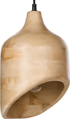 Produktbild von BELIANI Hängelampe Hellbraun aus Holz Rundes Design Modern Boho Stil Hängeleuchte Pendelleuchte Esszimmerlampe Esstischlampe Wohnzimmerlampe
