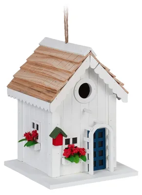 Produktbild von Vogelhaus Nistkasten Vogelnistkasten - Holz - Landhausstil - 23,5 x 18 x 18 cm - Weiß