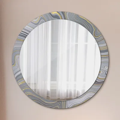 Produktbild von Ø90cm Modern Spiegel - Wandspiegel Wandmontage- Schlafzimmer - grau Marmor