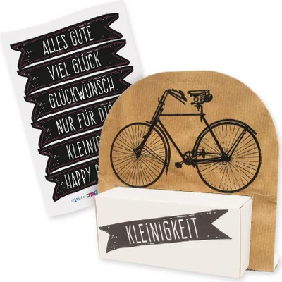 Produktbild von itenga Geldgeschenkverpackung Fahrrad Vintage mit Stickerbogen