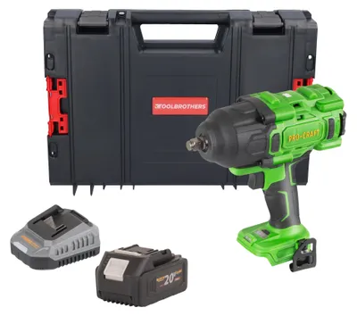 Produktbild von Procraft PWA80bb Akku Schlagschrauber 20 V 1600 Nm 1/2" Brushless + 1x Akku 4,0 Ah + Ladegerät + RHINO Toolcase