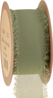 Produktbild von Olivgrünes Chiffonband Stoffband 40mm x 15m Fransen Deko DIY