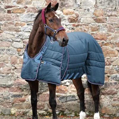 Produktbild von Horseware Rambo Optimo Stable Rug 200g - Navy/Burgundy, Teal & Navy