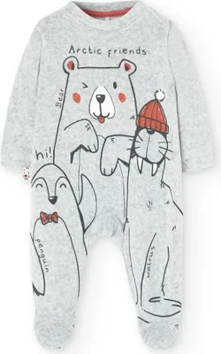 Produktbild von Boboli Velour Play Strampler Grau 0 Months Grau 0 Months