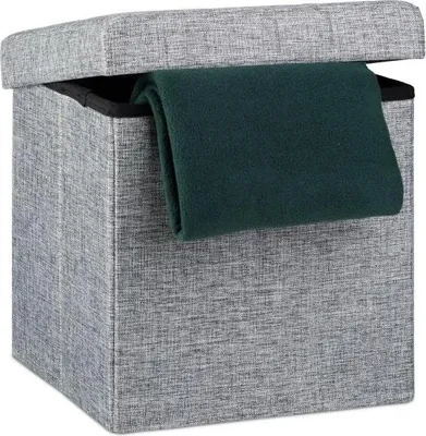 Produktbild von Klappbarer Hocker mit Stauraum aus Leinenstoff