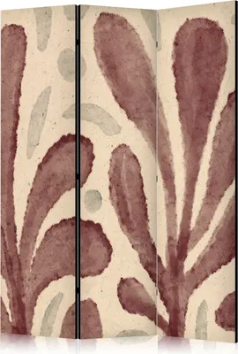 Produktbild von 3-teiliger Einseitiger Vlies Paravent - Waving Leaves - Irregular Plant Shapes in the Style of Matisse 135x172 cm Muster a-A-10526-z-a