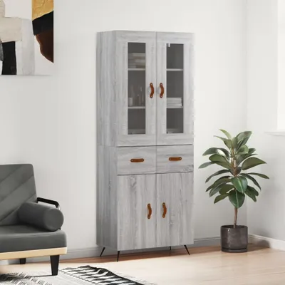 Produktbild von vidaXL Highboard Grau Sonoma 69,5x34x180 cm Holzwerkstoff